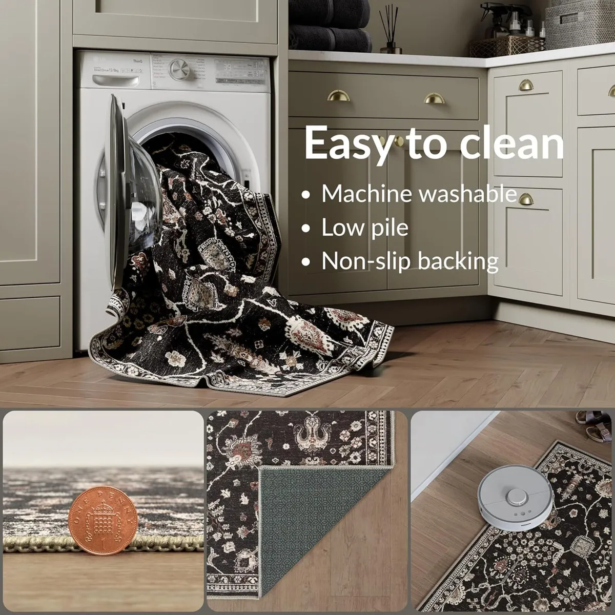 Machine Washable Rug 122x170cm 75% Recycled - Image 3