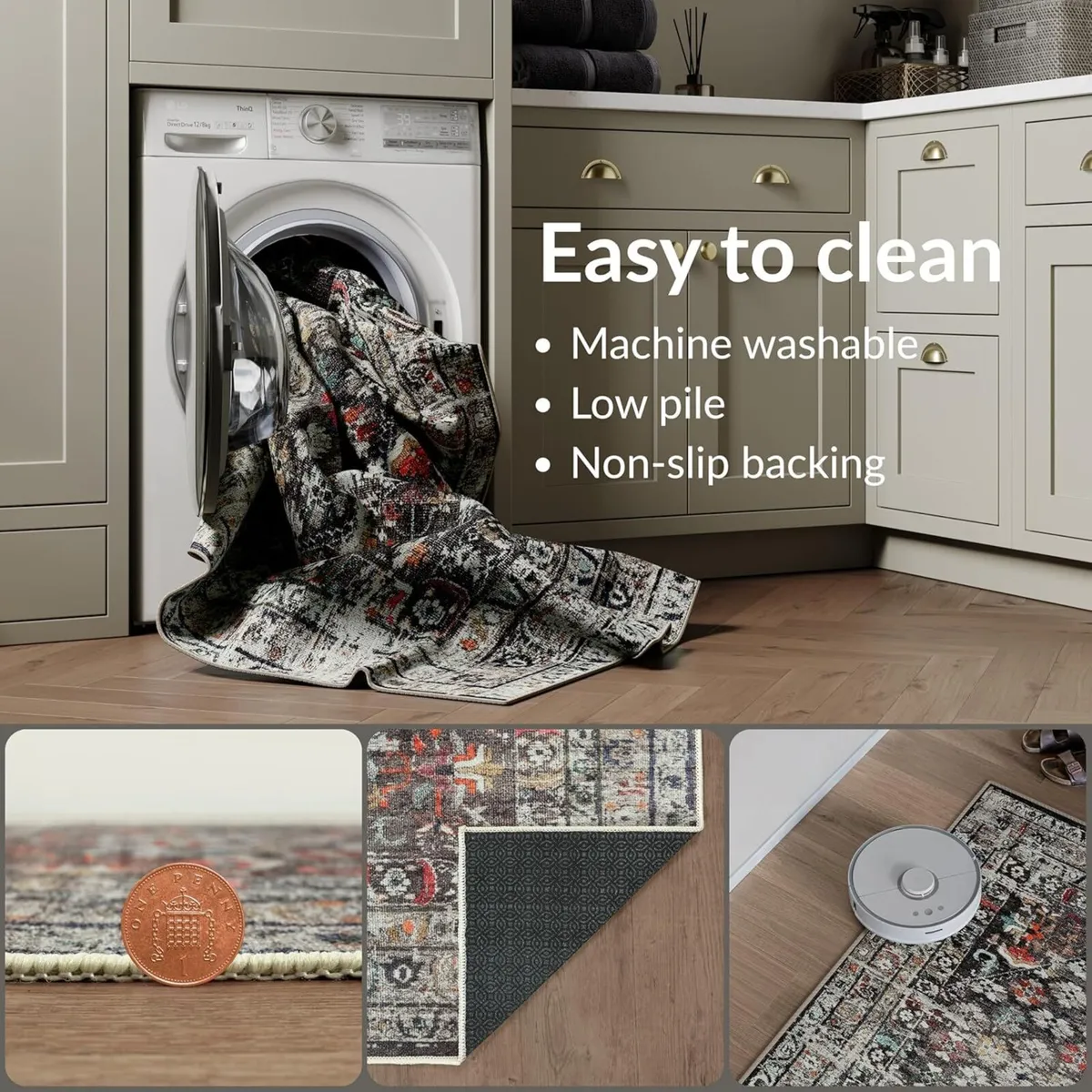 Machine Washable Rug 152x213cm 75% Recycled - Image 3
