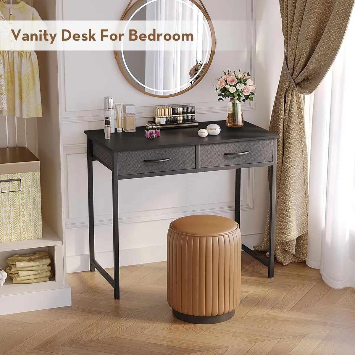 Small Computer Desk with Drawers 31.5 Inch Black - Image 4