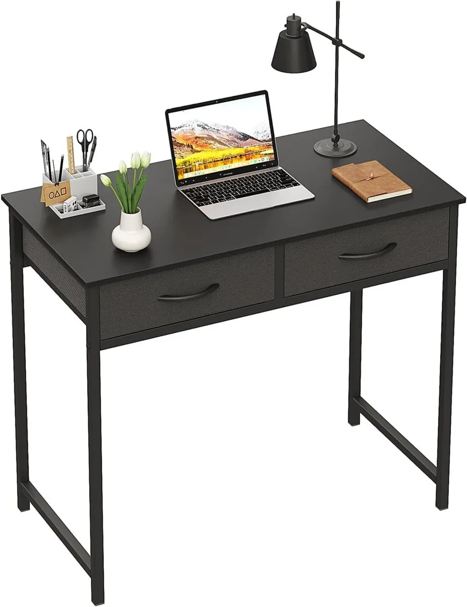 Small Computer Desk with Drawers 31.5 Inch Black - Image 1