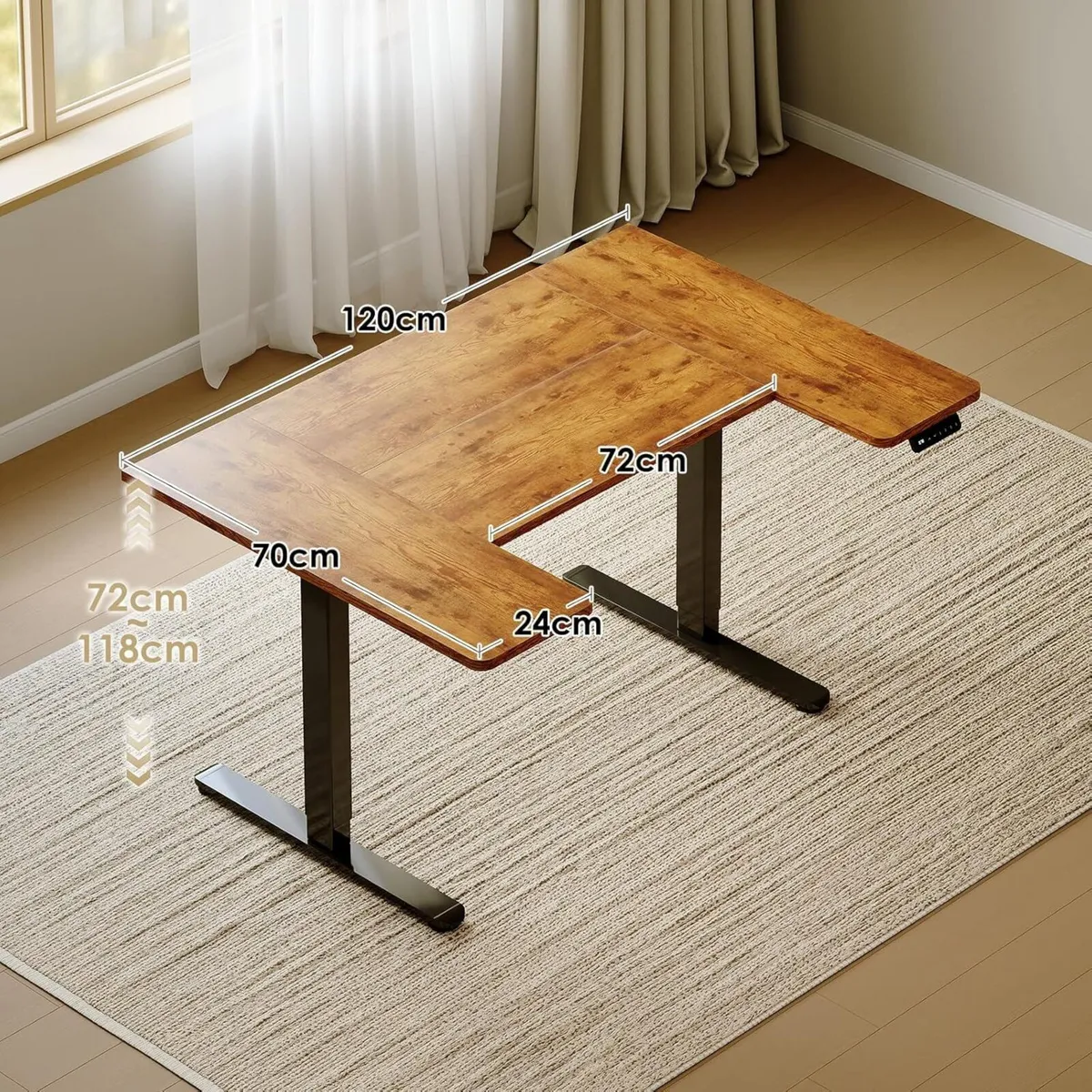 Electric Standing Desk 120cm U Shaped Height - Image 2