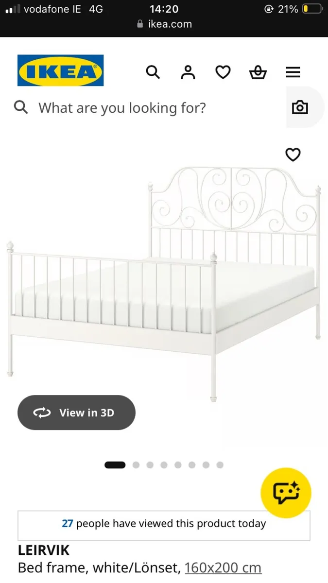 IKEA LEIRVIK Double Bed Frame + Slats - Image 1