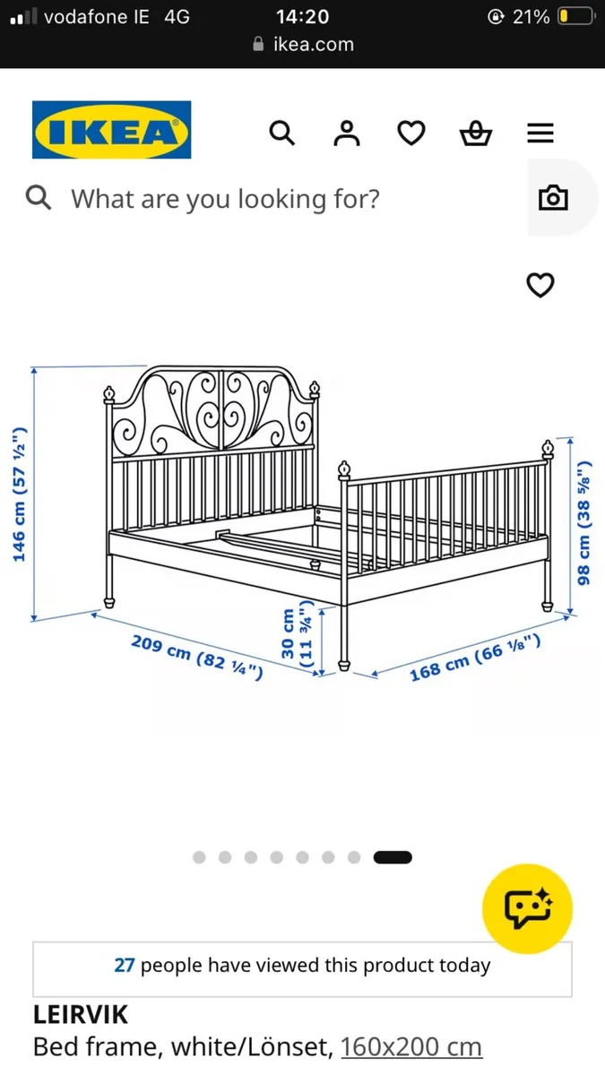 IKEA LEIRVIK Double Bed Frame + Slats - Image 2