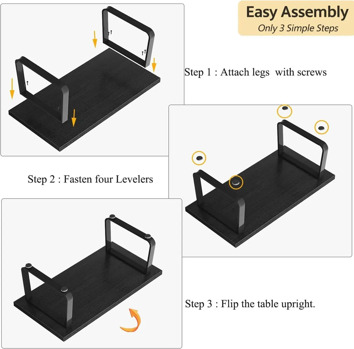 Black Coffee Table Industrial Wood and Metal Legs - Image 4