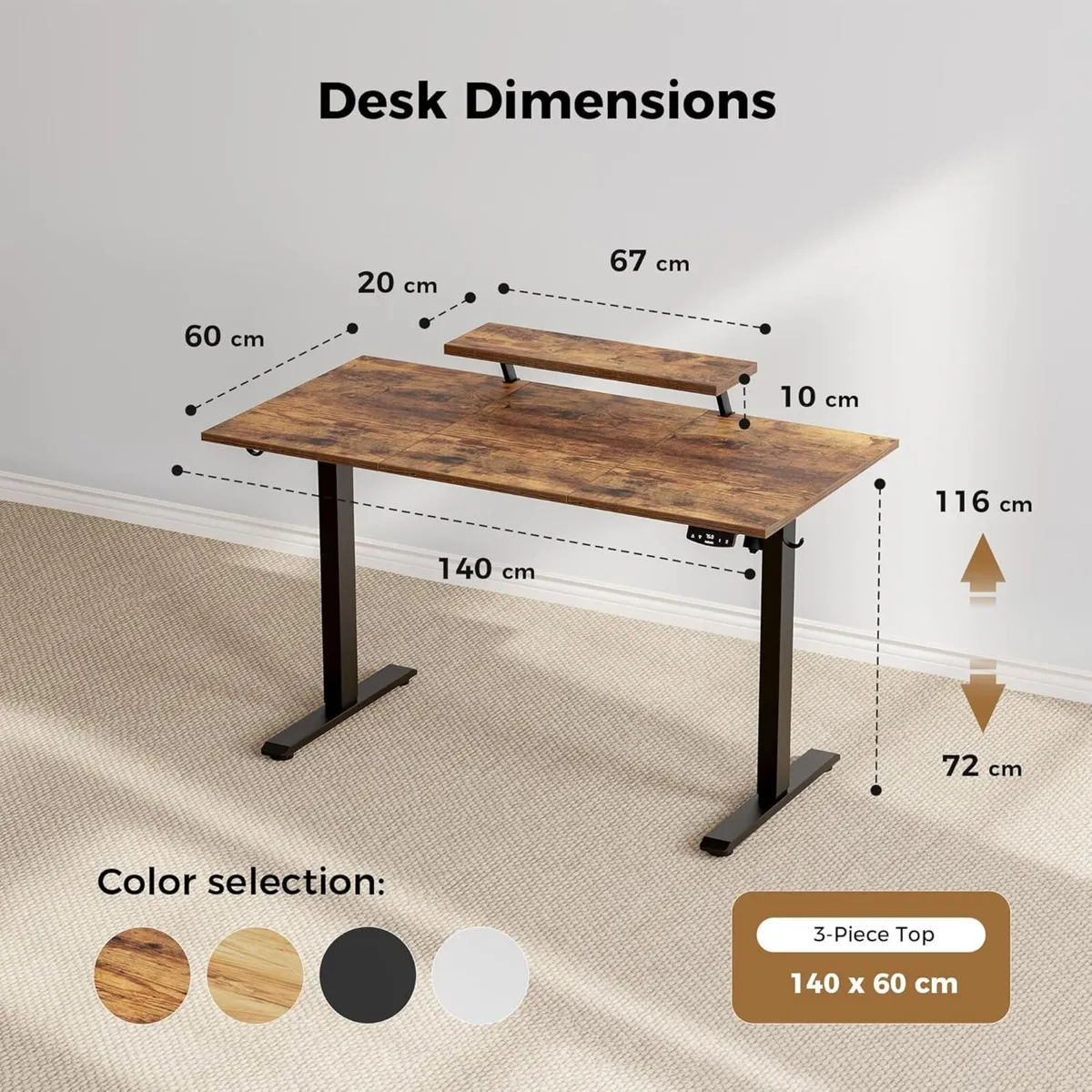Electric Standing Desk with Movable Monitor Stand - Image 2