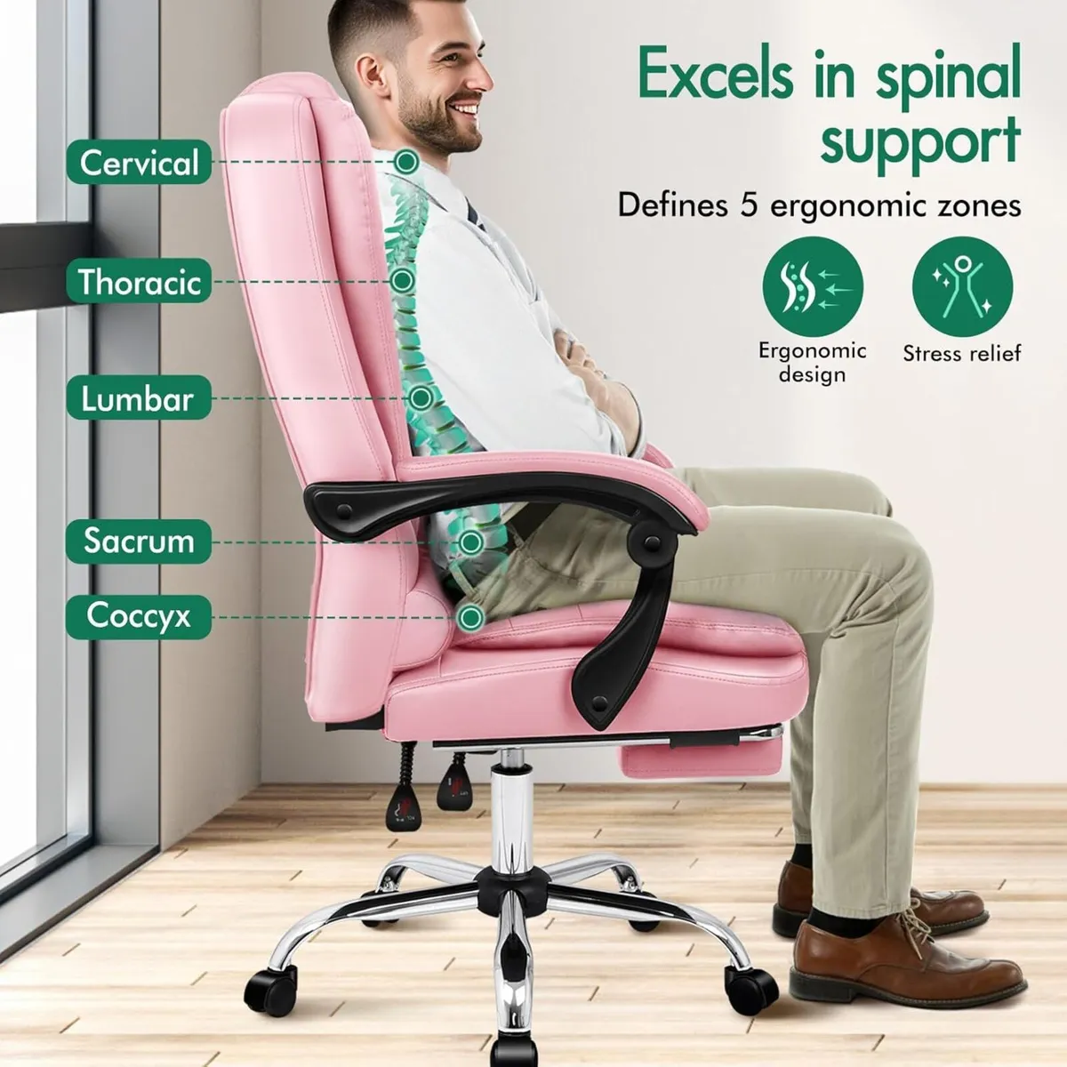 2-Point Massage Office Chair for Home PC Gaming - Image 4