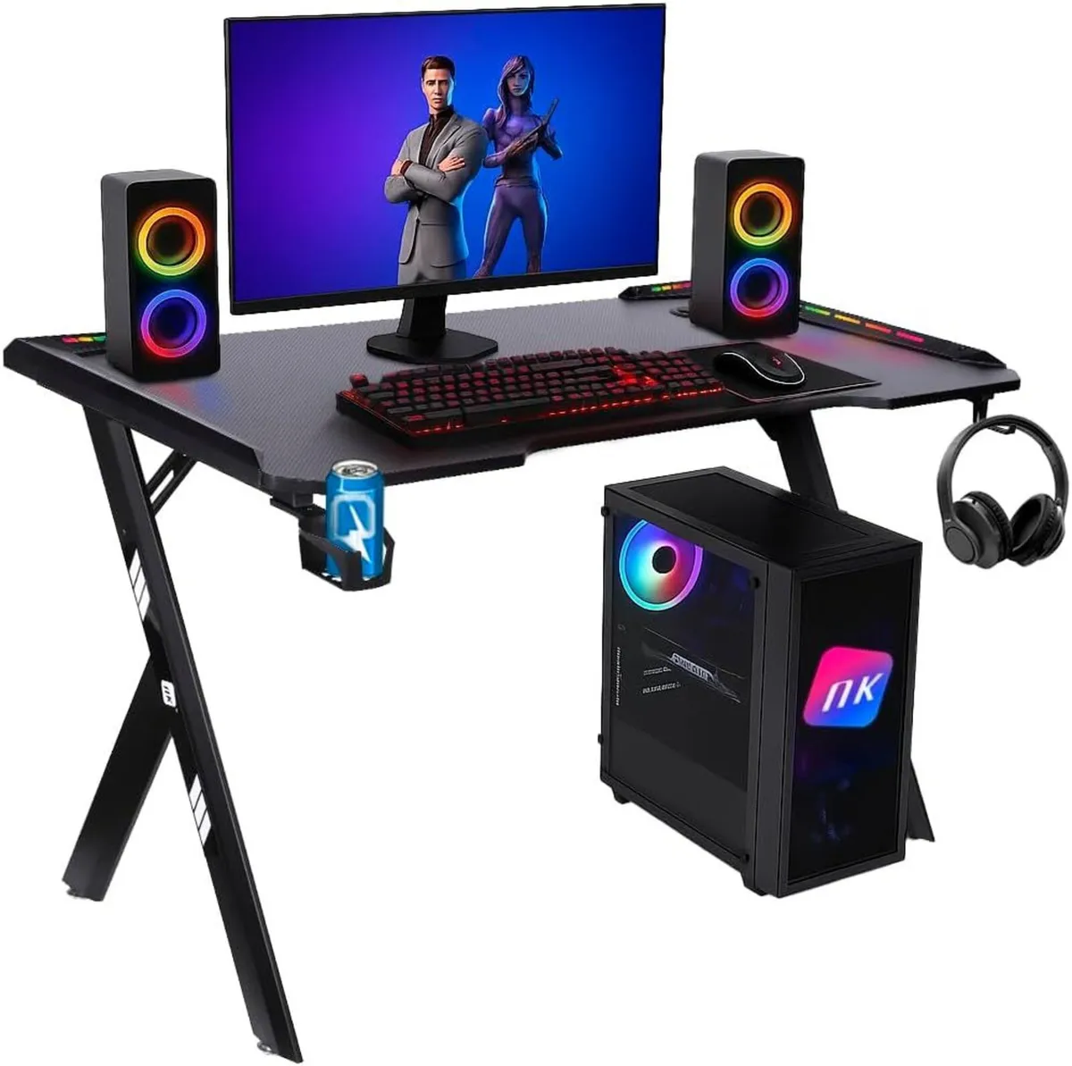 Gaming Desk Table with LED (120 x 60 cm) – Cup - Image 1