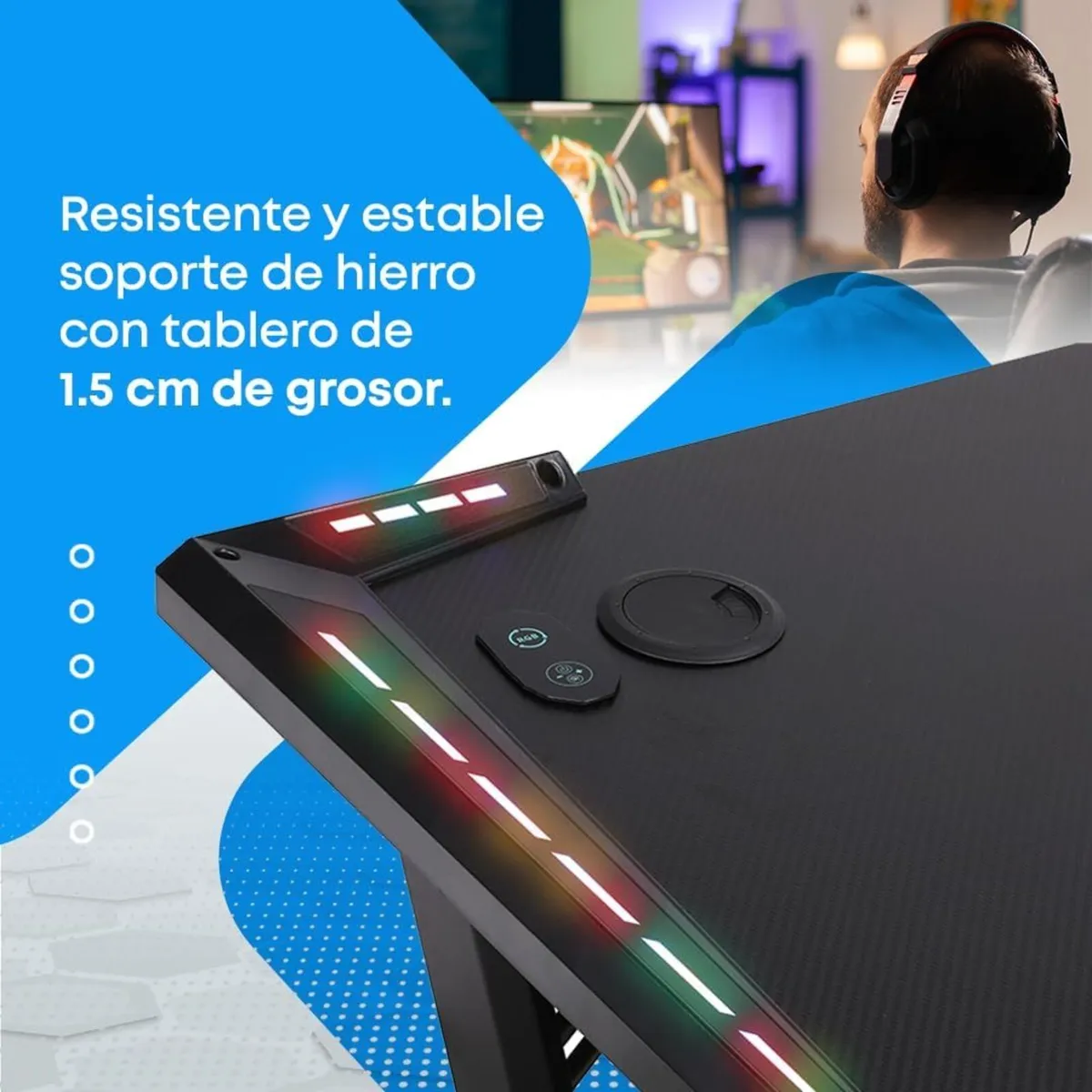 Gaming Desk Table with LED (120 x 60 cm) – Cup - Image 4