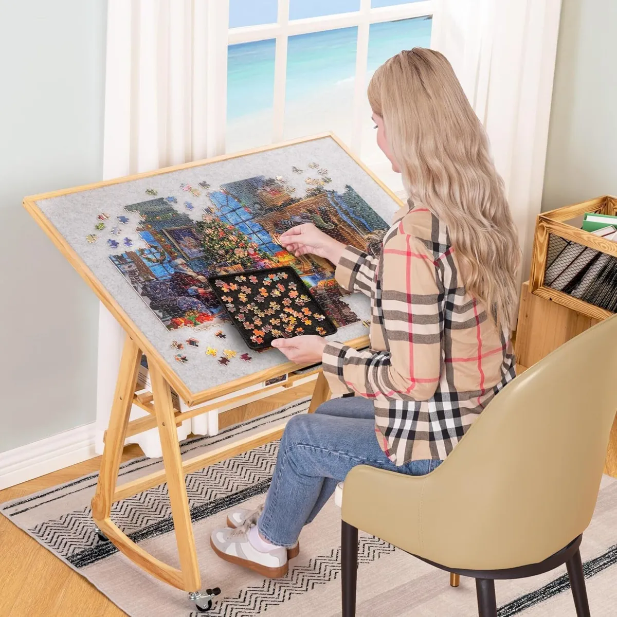 Piece Jigsaw Puzzle Table with Legs Cover - Image 2