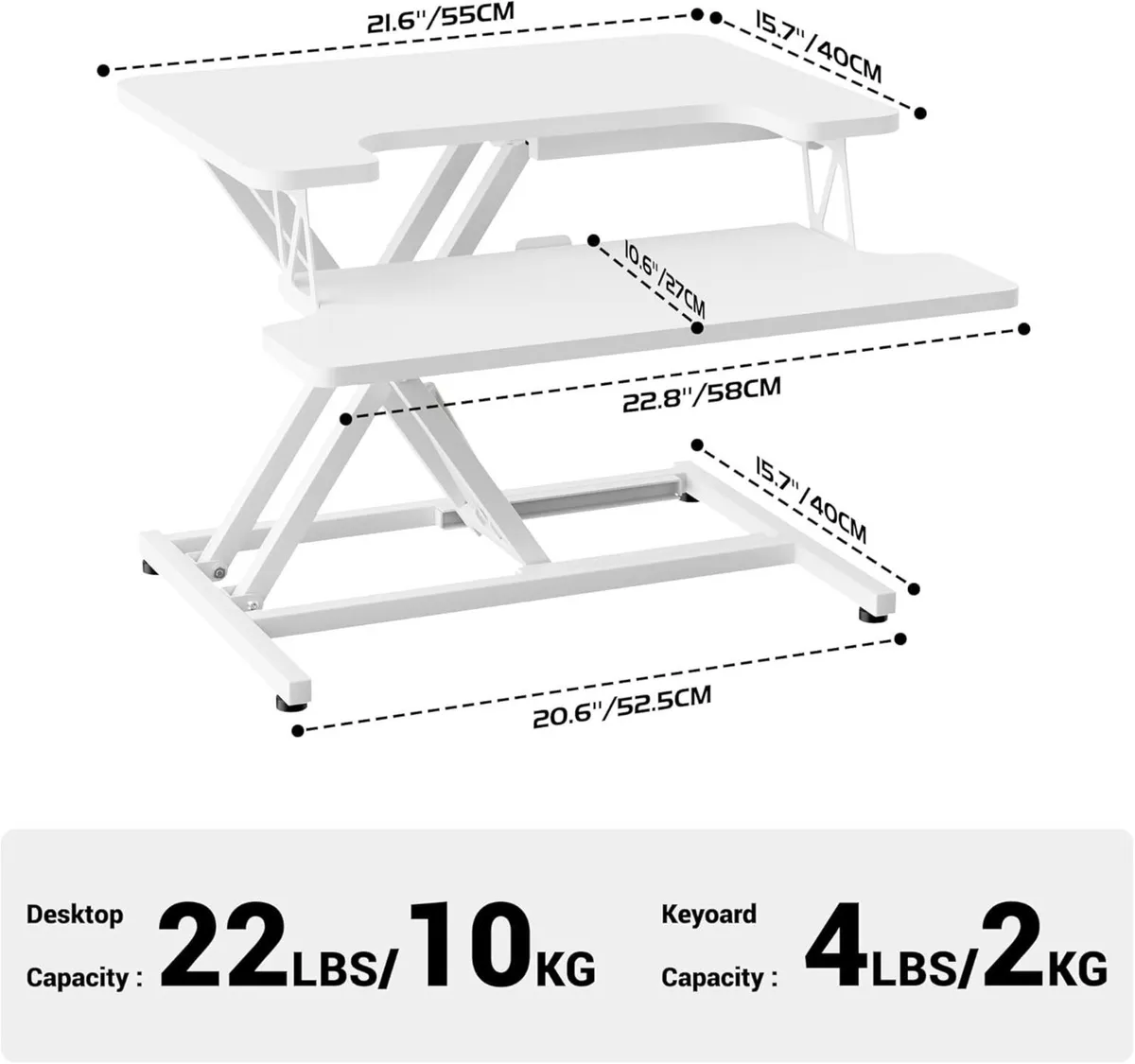 Standing Desk Converter 22/55cm Wide Height - Image 4