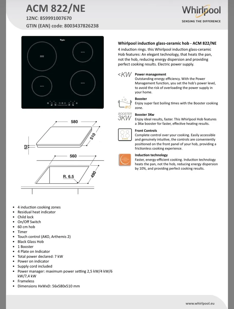 Whirlpool Induction Hob - Image 3