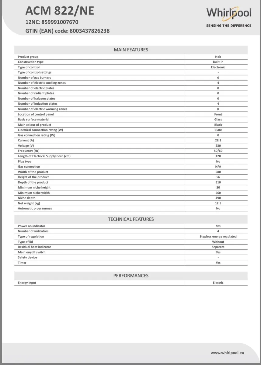 Whirlpool Induction Hob - Image 4