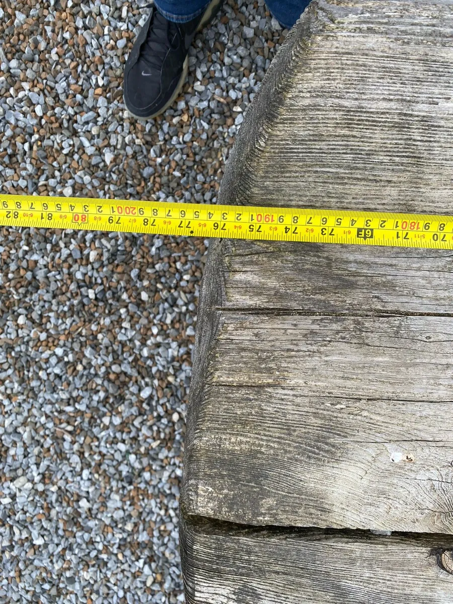 Large Cedar Wood Table and Benches - Image 2