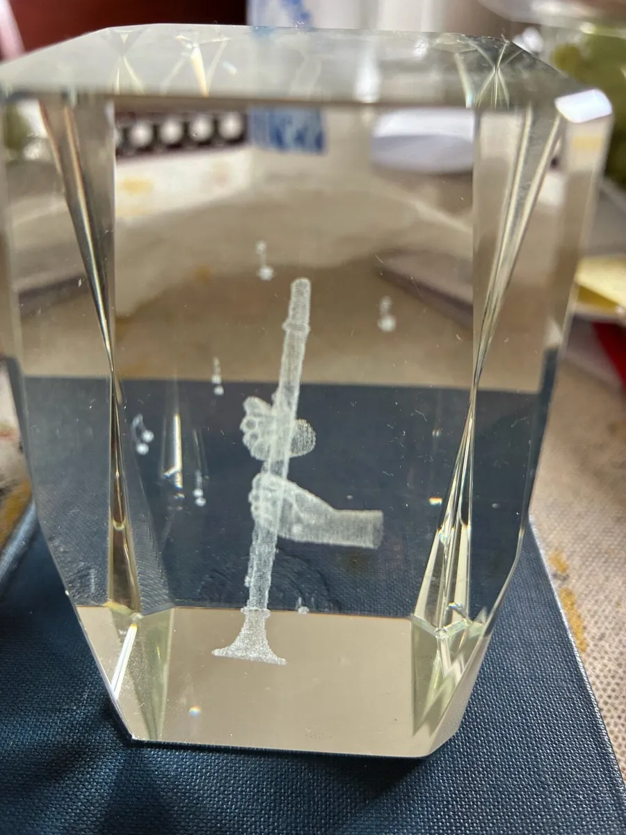 3 D Inscribed Clarinet Glass Display - Image 1