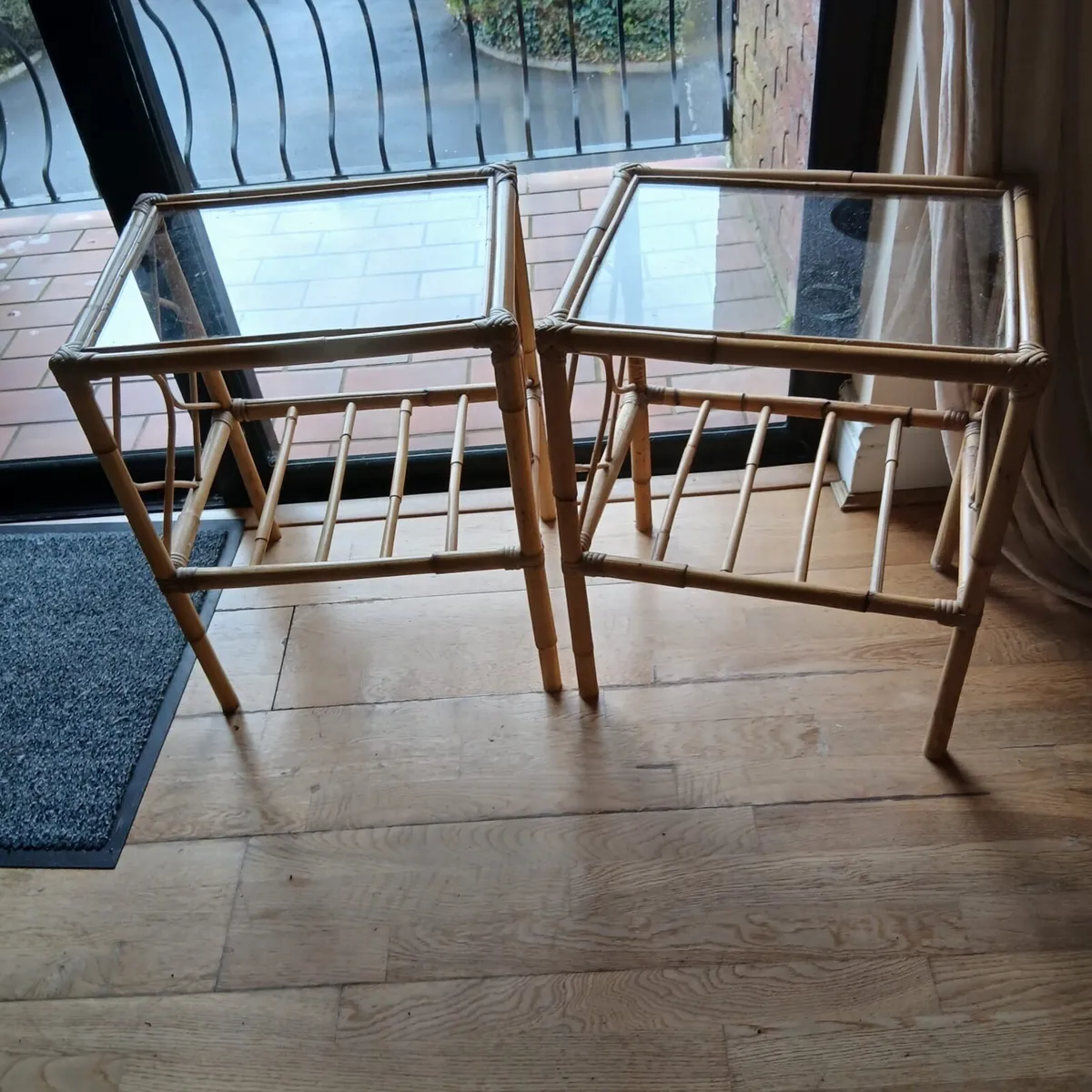Pair of Bamboo Side Tables - Image 1