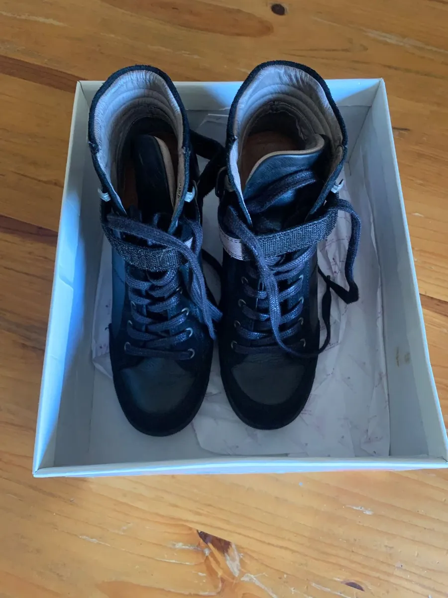 Black Wedge Amy Huberman Leather Boots - Image 3