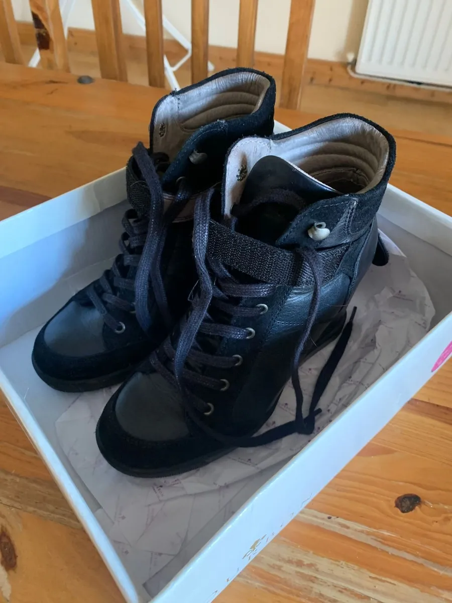 Black Wedge Amy Huberman Leather Boots - Image 1