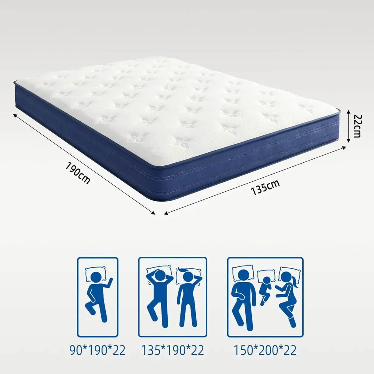 Double Mattresses - 4FT6 Memory Foam with Pocket - Image 2