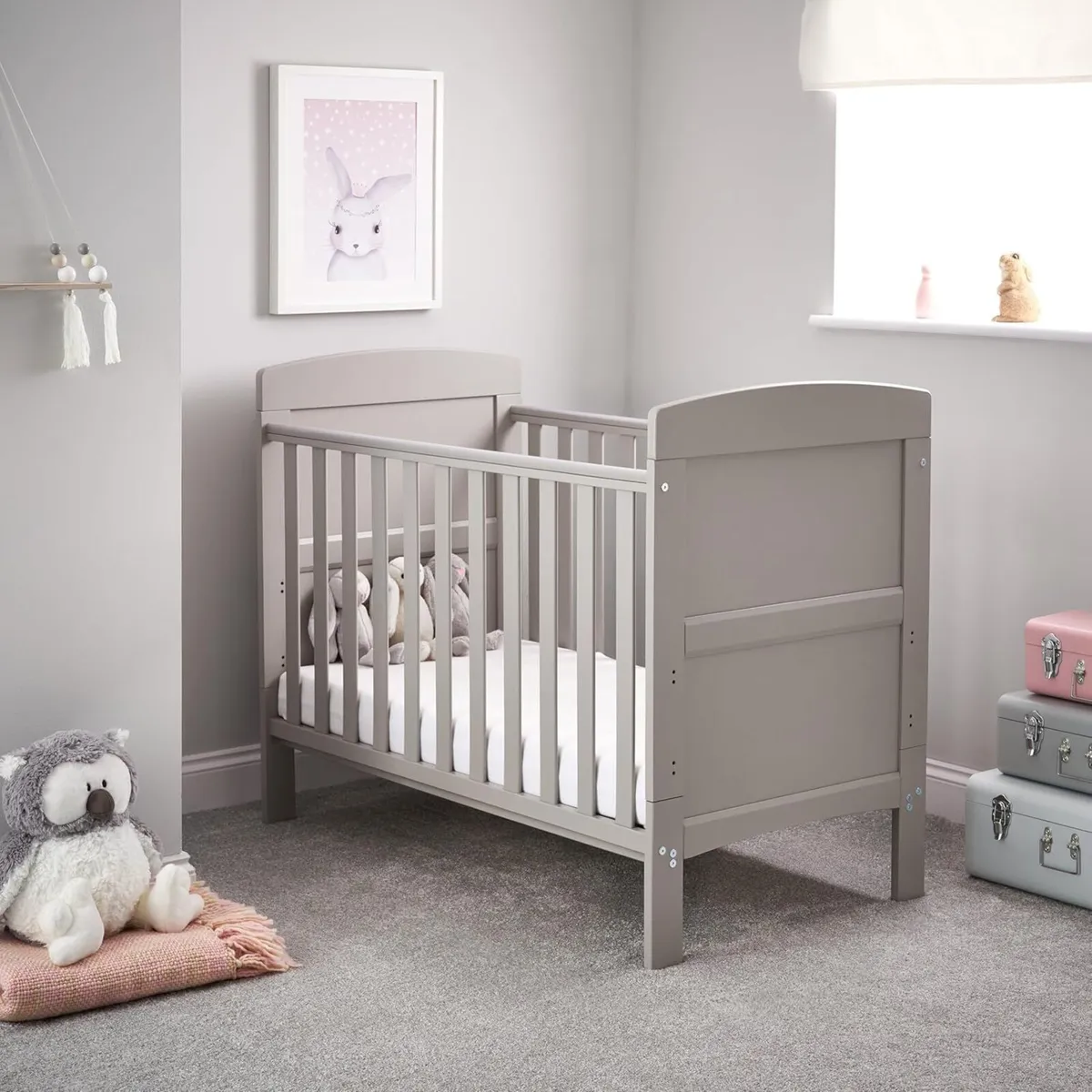 Grace Mini Cot Bed – Warm Grey 120 x 60 cm - Image 1