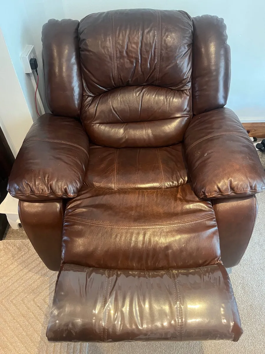 2 brown Leather recliner chair - Image 2