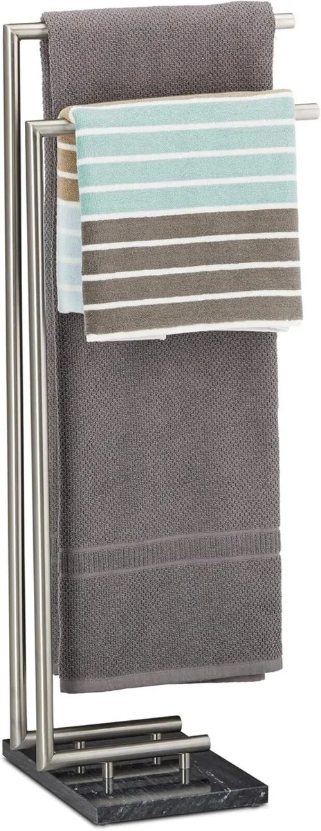 PIERRE Towel Holder Freestanding Rail Marble Base - Image 1