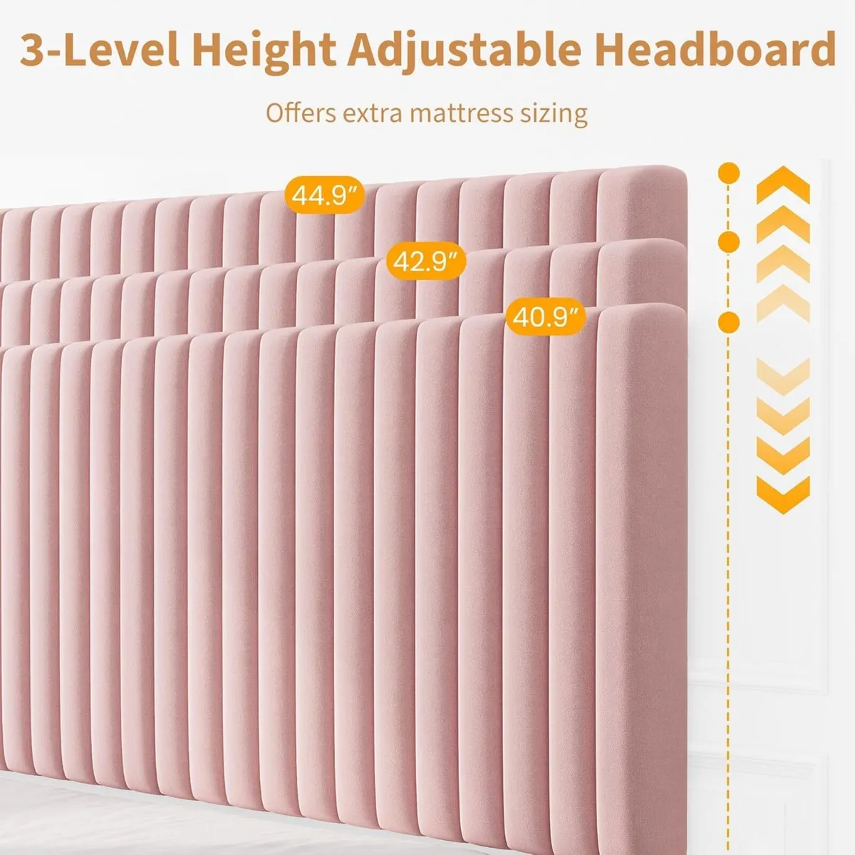 Full Bed Frame with Adjustable Headboard Velvet - Image 3