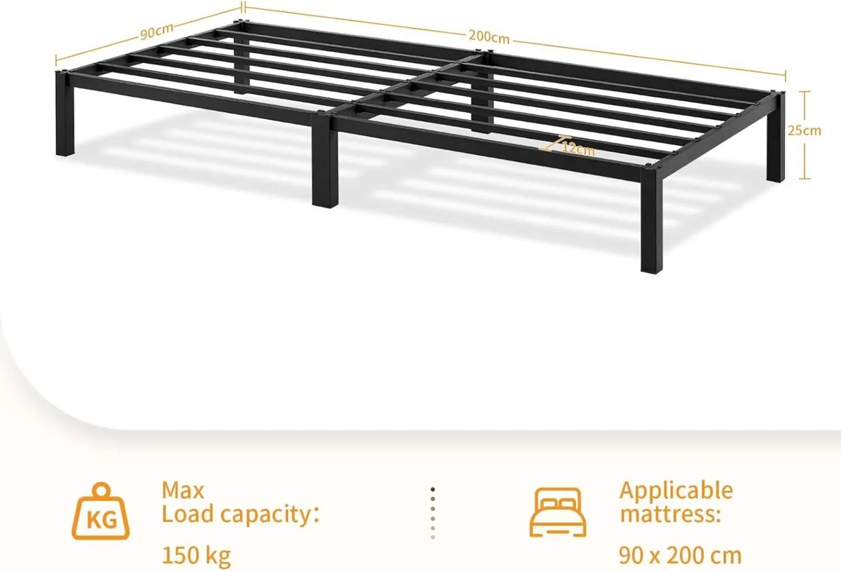 Single Metal Bed Frame with Storage Shelves - Image 1