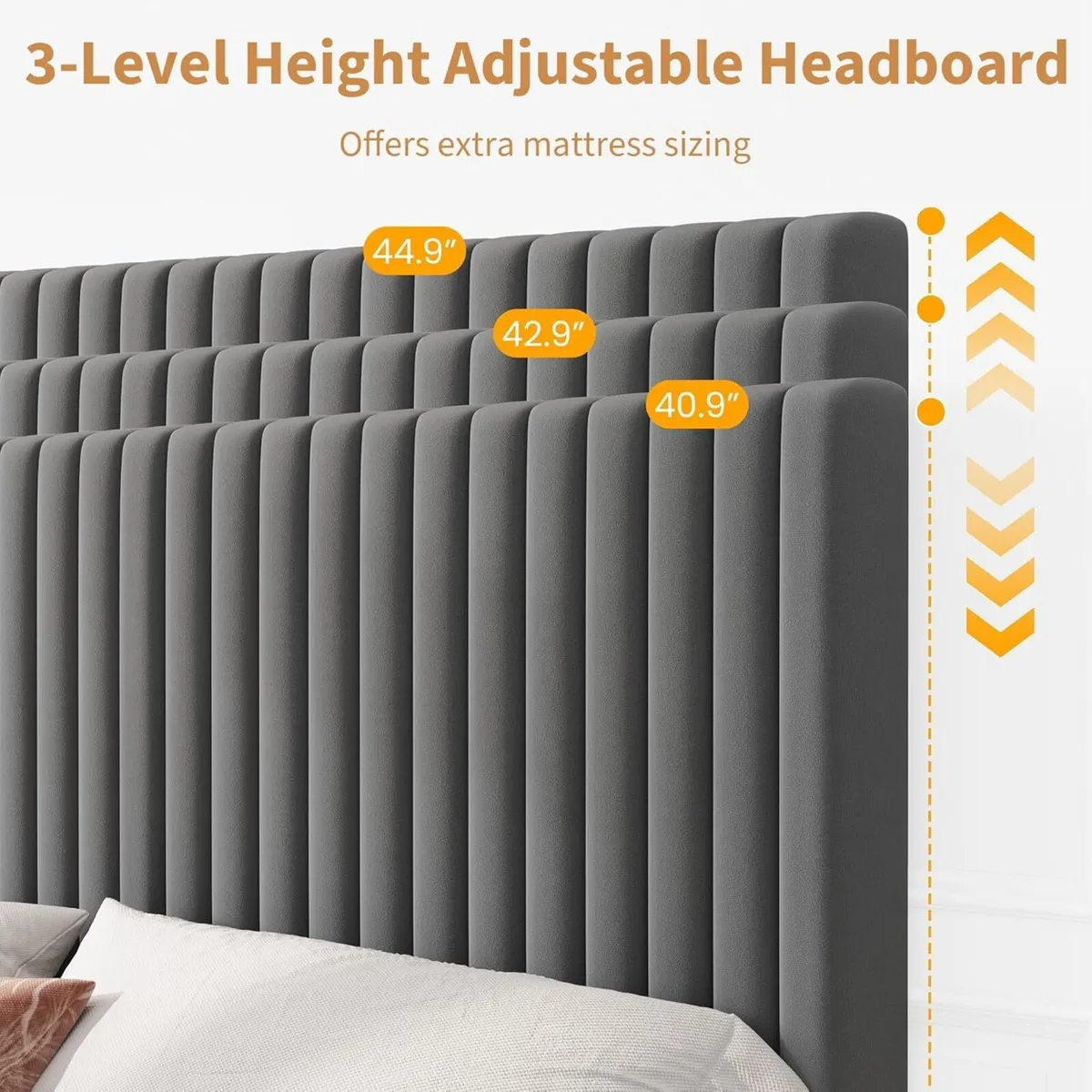 Full Bed Frame with Adjustable Headboard Velvet - Image 3