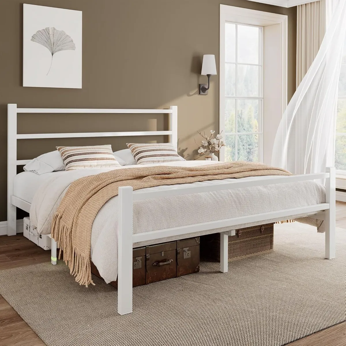 Metal Double Bed Frame With Stylish Headboard And - Image 3