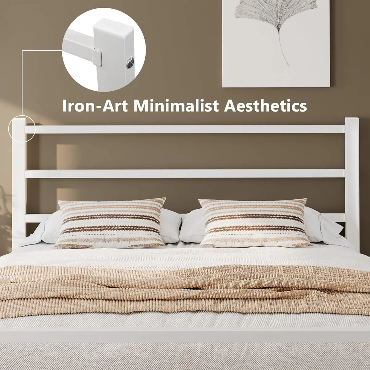 Metal Double Bed Frame With Stylish Headboard And - Image 4