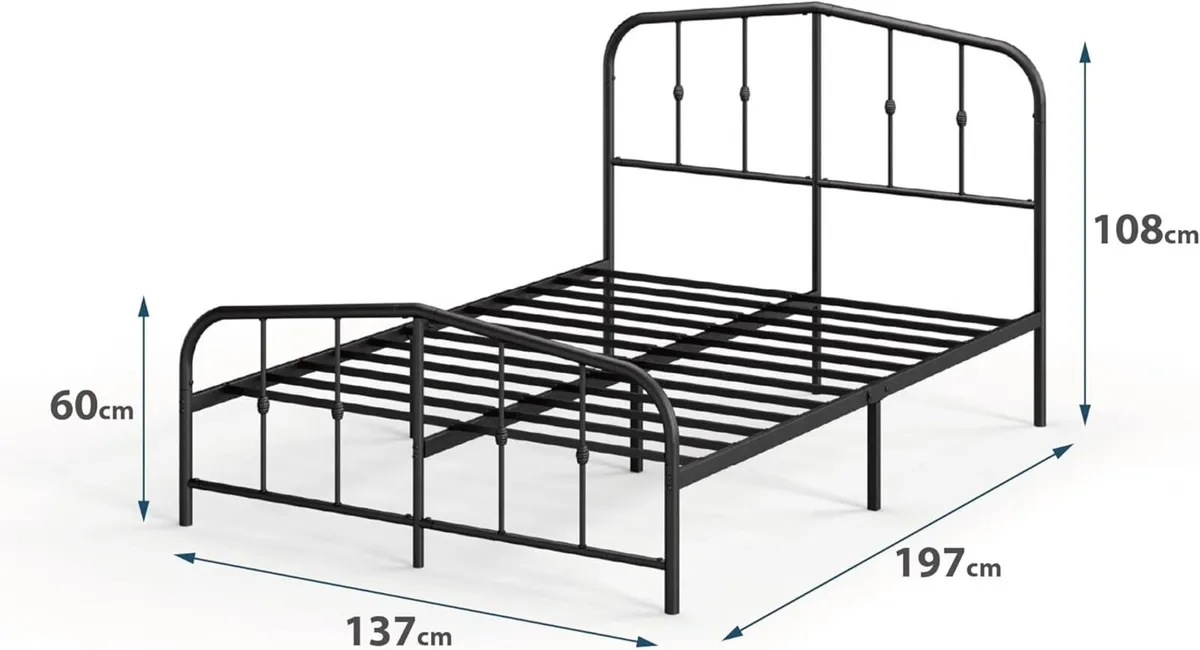30 cm Heidi Metal Platform Bed Frame with - Image 2