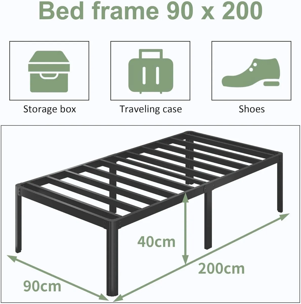 Single Bed Frame 90 x 200 cm with Rounded Corners - Image 2
