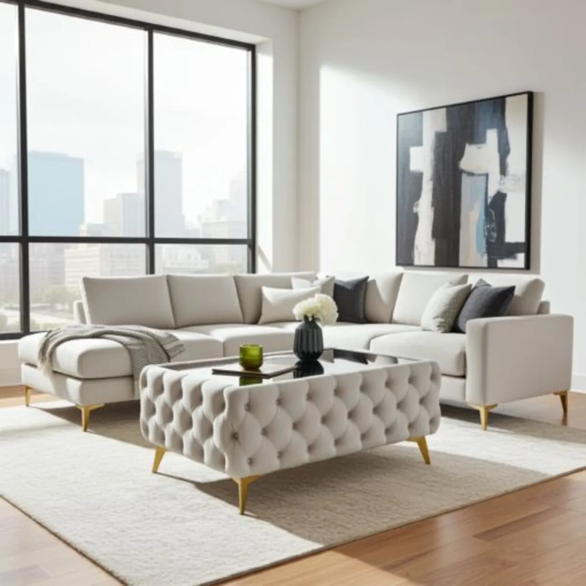 Chesterfield Coffee Table Velvet 83x63x40cm - Image 1