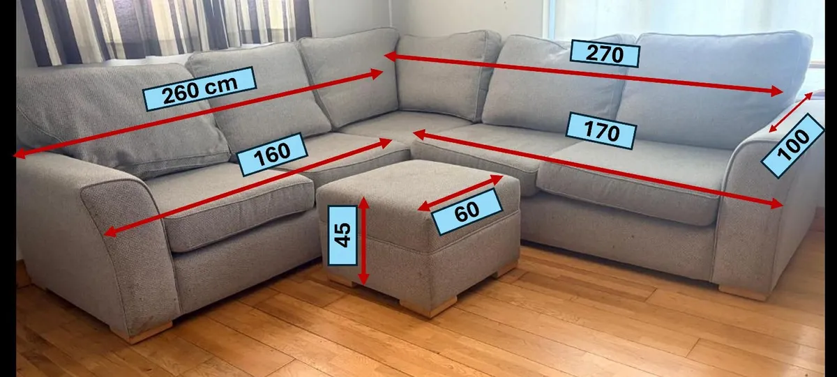 Corner Sofa with Matching Footstool in excellent c - Image 2