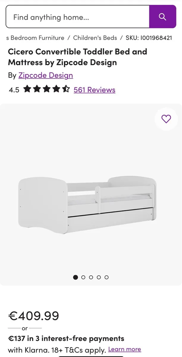 Toddler bed, drawer convertible bed and mattress - Image 3