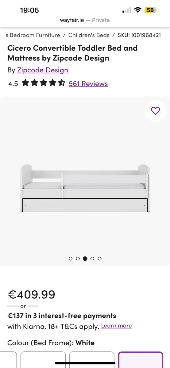 Toddler bed, drawer convertible bed and mattress - Image 4