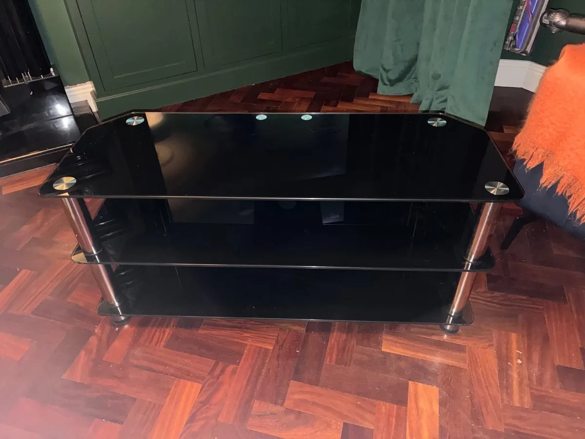 Tv unit Chrome & Black Glass