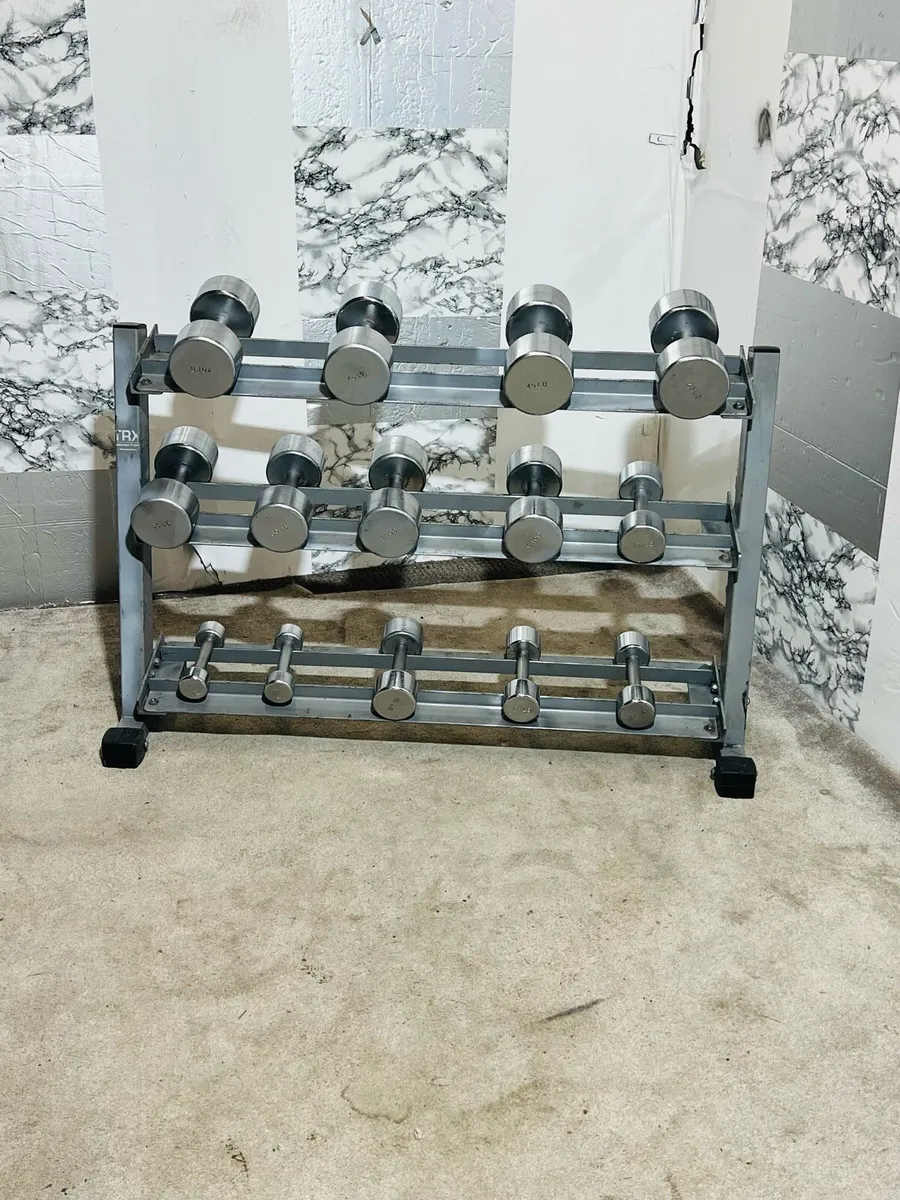 3- tier dumbbell rack with dumbbells - Image 4