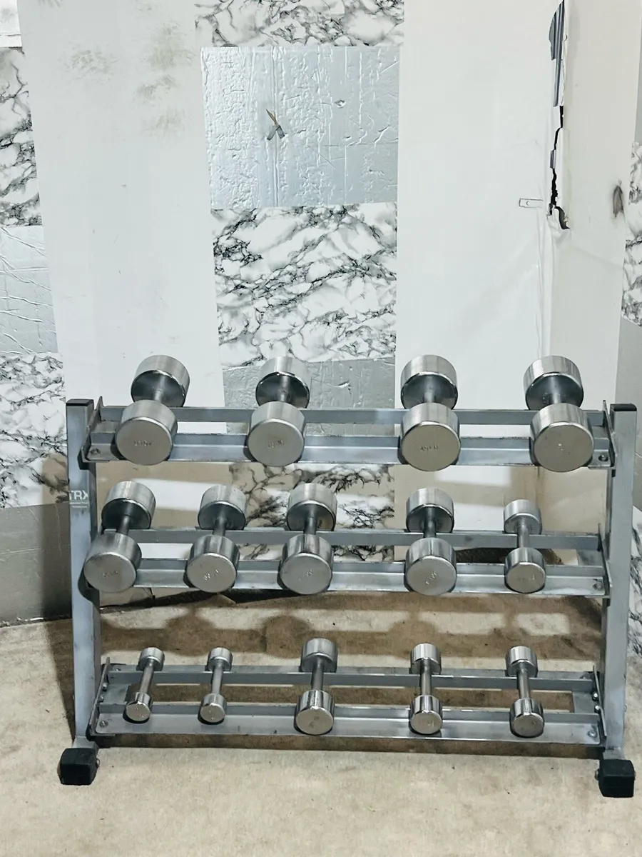 3- tier dumbbell rack with dumbbells - Image 2