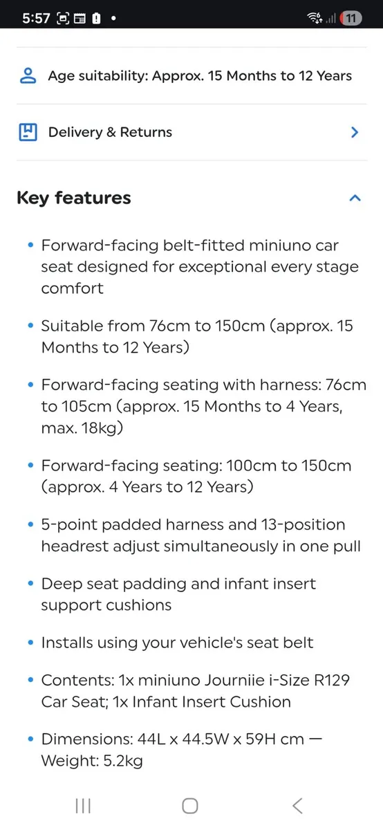 Child's car seat - Image 2