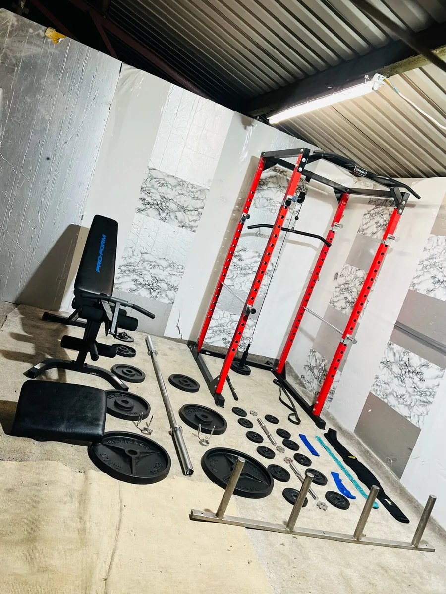 BODYMAX POWER RACK LARGE BENCH PULLY CABLE WEIGHT+ - Image 2