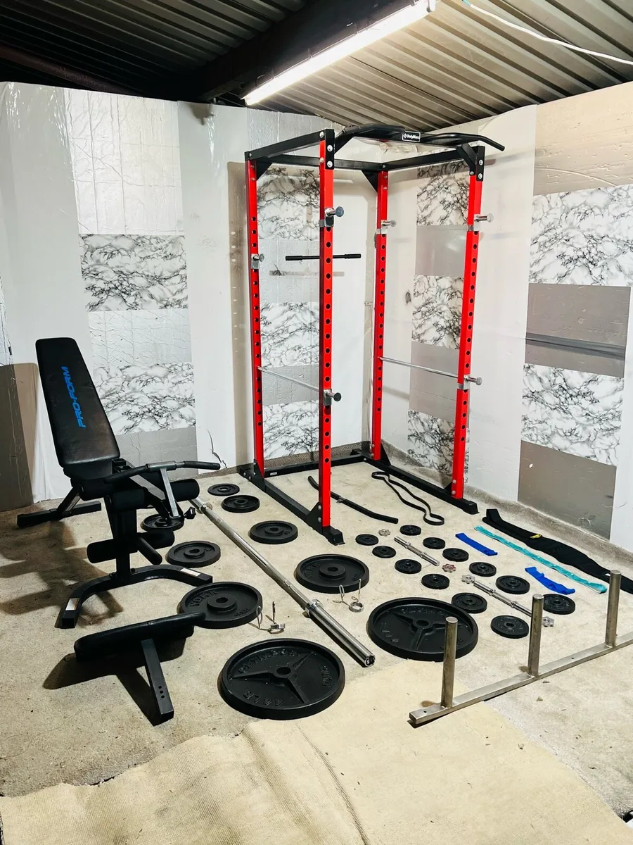 BODYMAX POWER RACK LARGE BENCH PULLY CABLE WEIGHT+ - Image 1