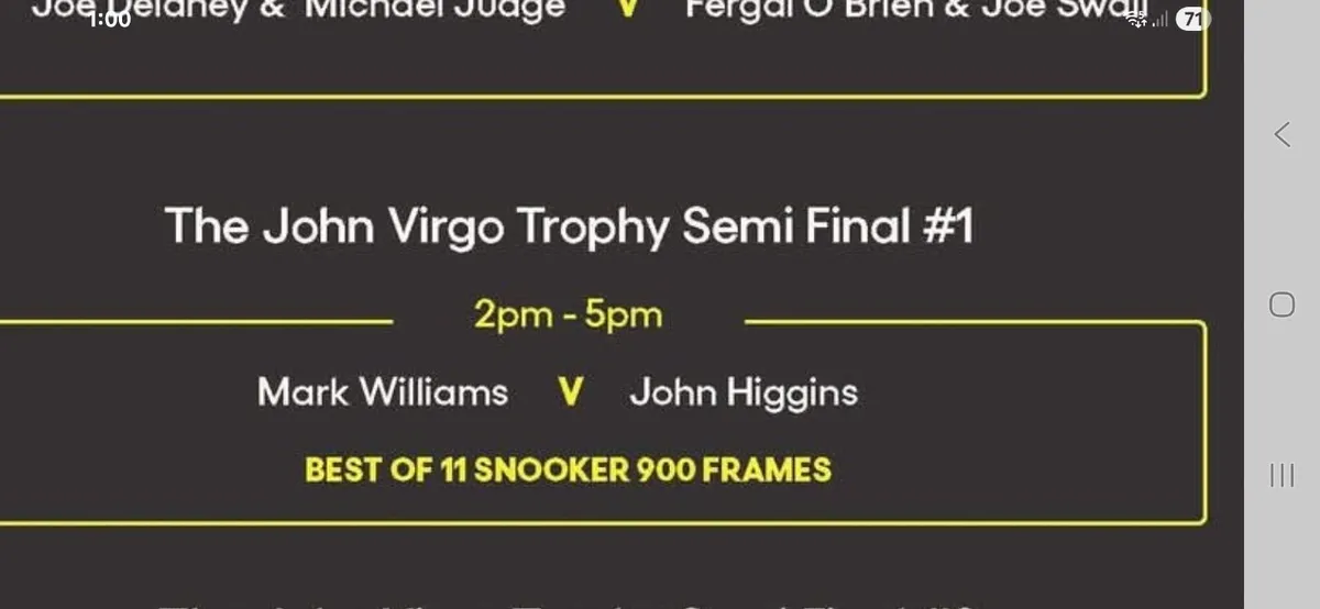 Snooker tickets to  john virgo tournament - Image 3