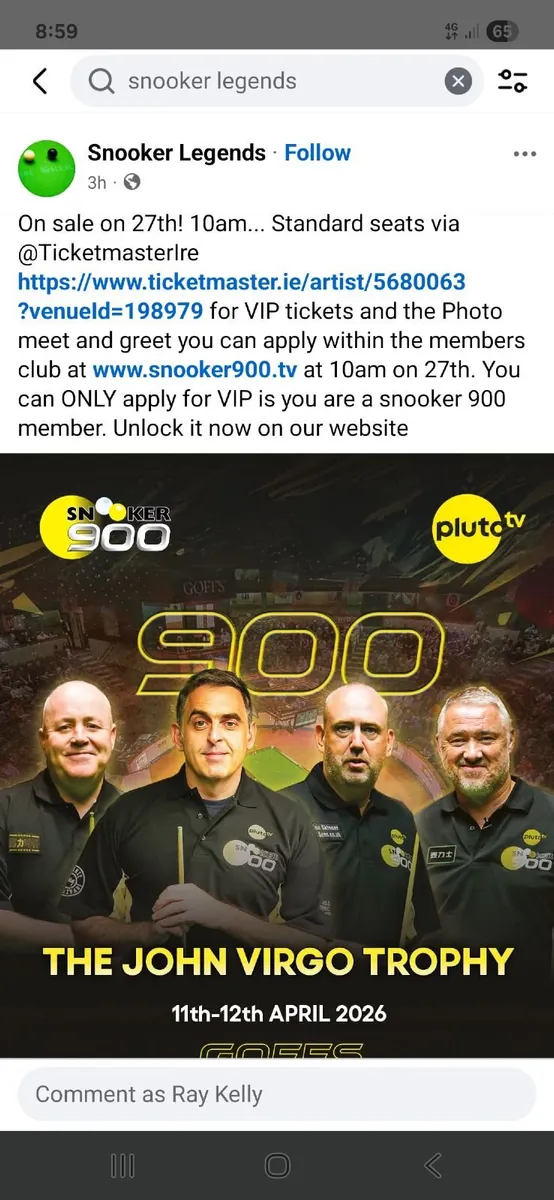 Snooker tickets to  john virgo tournament - Image 4