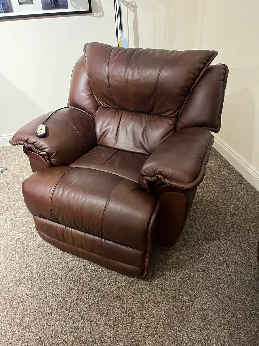 Brown Leather Recliner Sofa Set – 3 Seater + 2 Sea - Image 4