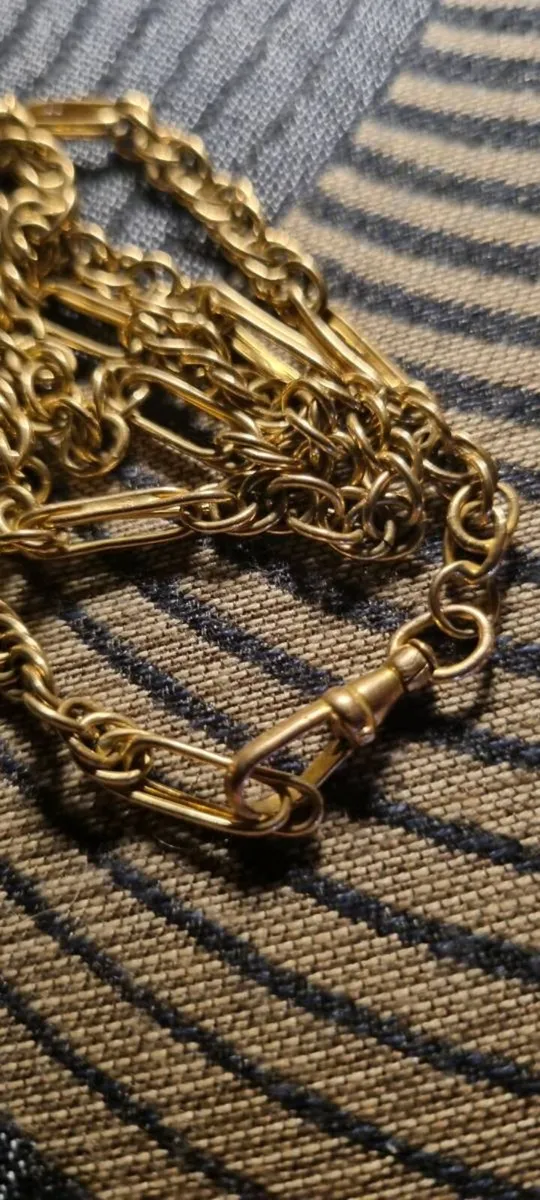 ANTIQUE ALBERT GOLD CHAIN WITH T -BAR - Image 1