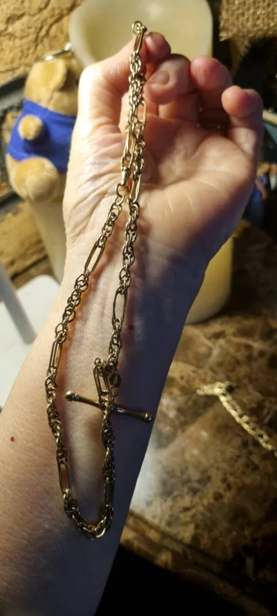 ANTIQUE ALBERT GOLD CHAIN WITH T -BAR - Image 4