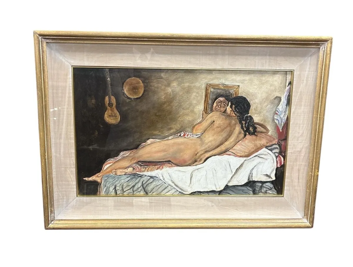Signed Oil on canvas Nude Lady
