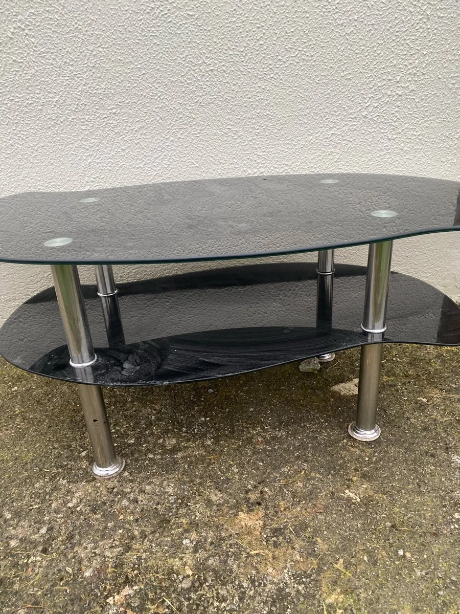 Black TV stand and coffee table. - Image 4