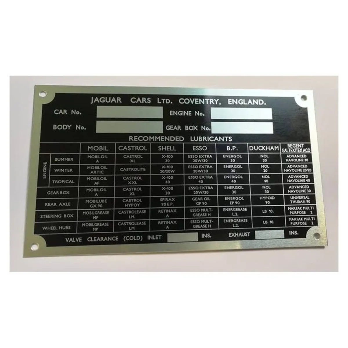 Jaguar identification plate - Image 1